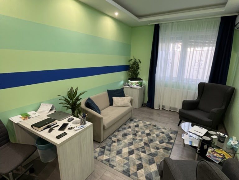 The consulting room with sofa and armchair
